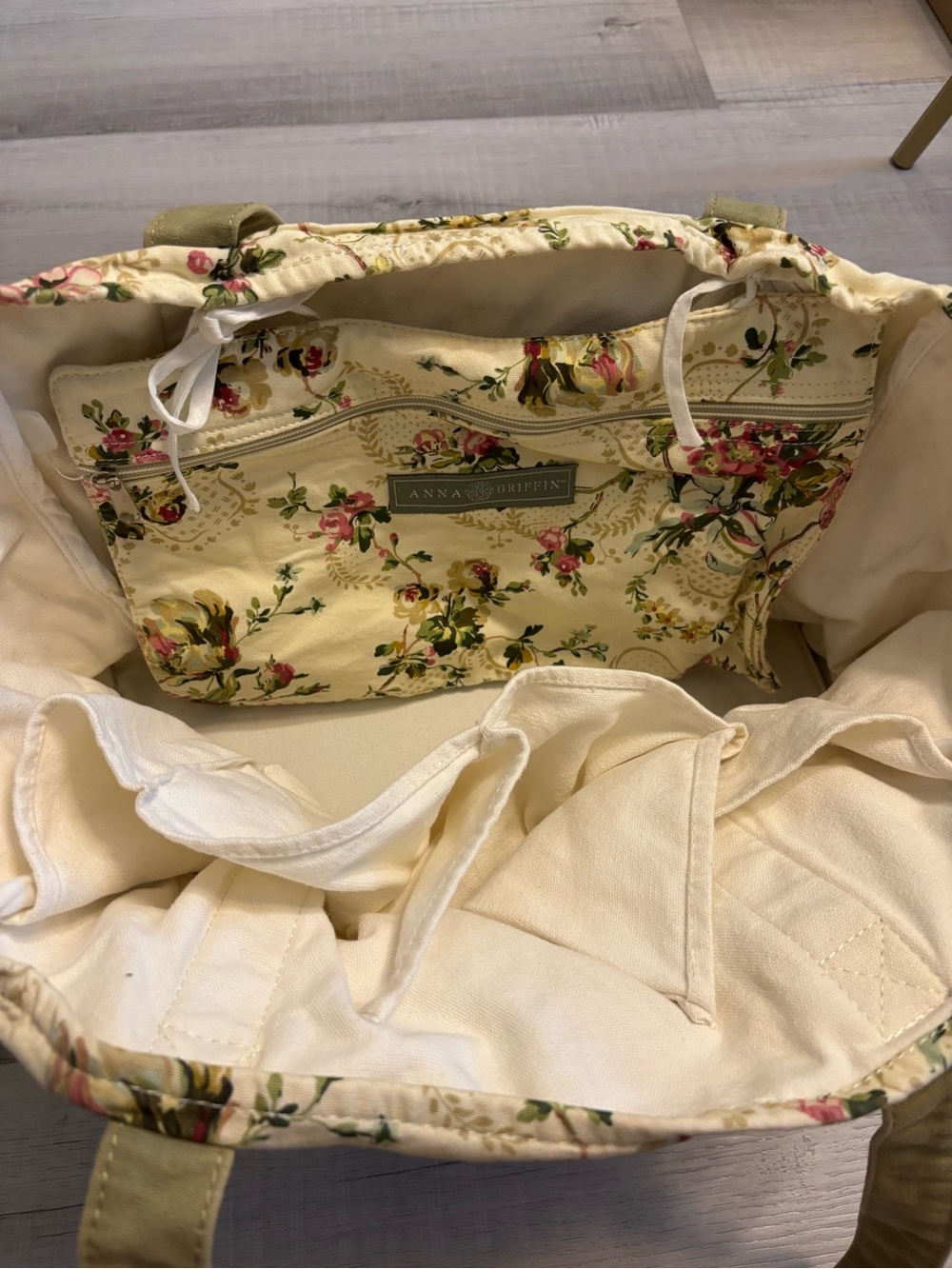 Anna Griffin Floral Canvas Tote Bag w/ Matching Zip Pouch Cottagecore - Picture 8 of 10